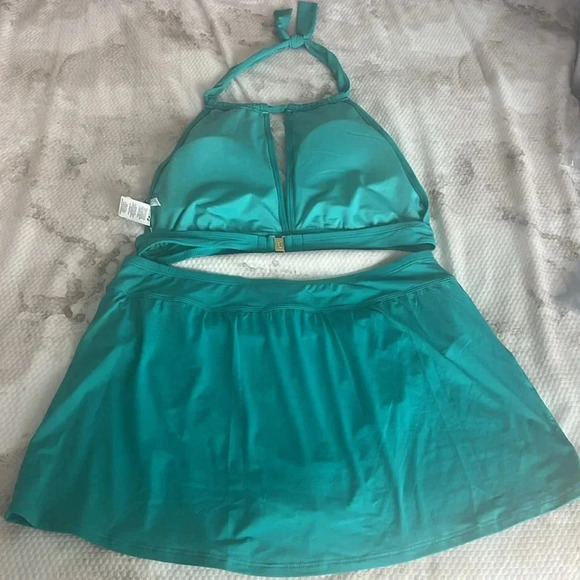 BLEU ROD BEATTIE ALL TIED UP HIGH NECK KEY HOLE BIKINI TOP AND BOTTOM SIZE 12 - Picture 3 of 4